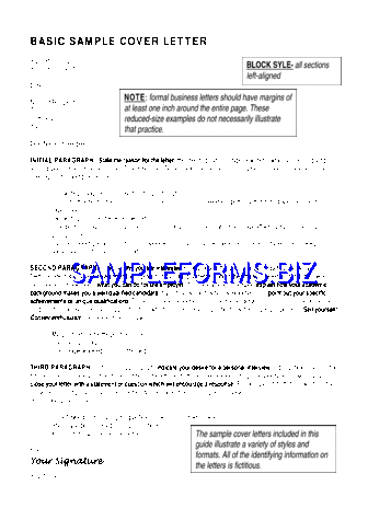 Basic Sample Cover Letter pdf free